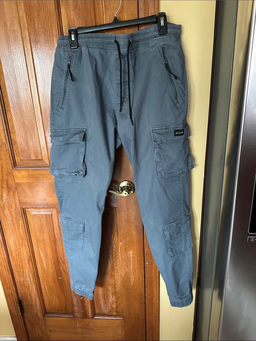 Hollister Slate Blue Cargo Joggers with Drawstring Waist